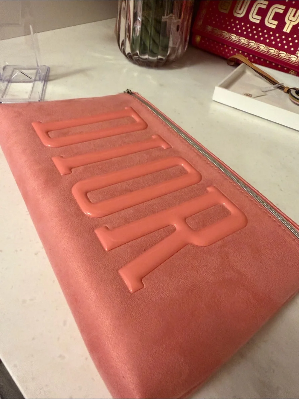 Made for DIOR beauty GWP Pink Logo Large Zip Pouch